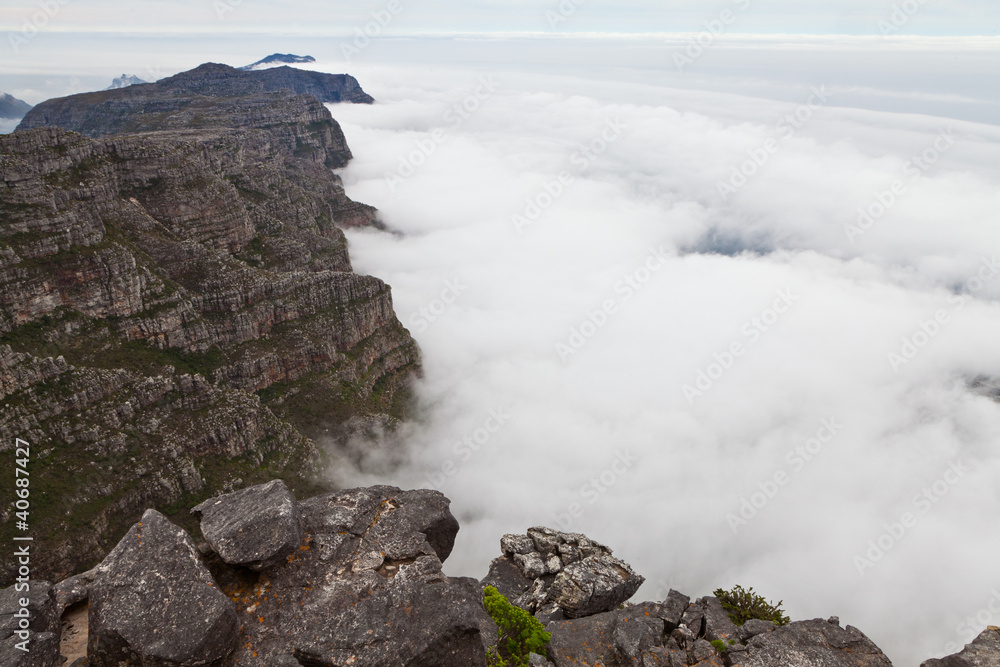 View from mountain top on clouds