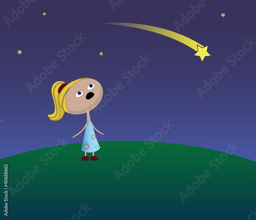 Girl and a falling star
