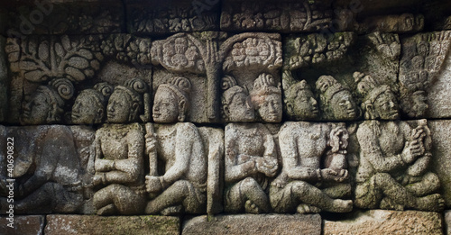 Carved stone at Borobudur temple