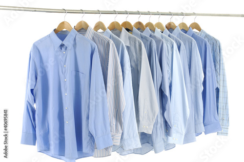 clothes hanger with blue shirt