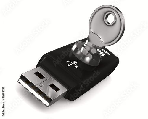 usb flash drive on white ba...