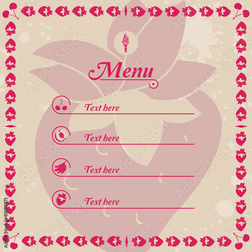 Fresh Vintage Ice Cream Juice Cake Pie Menu With Fruits