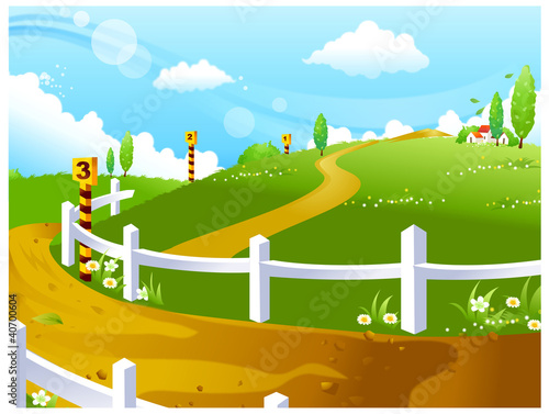 Race course on green landscape