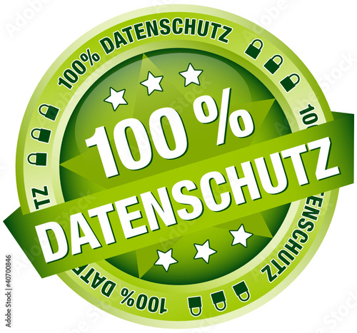 Button Banner "100 % Datenschutz" grün
