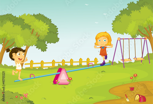 Kids on a seesaw
