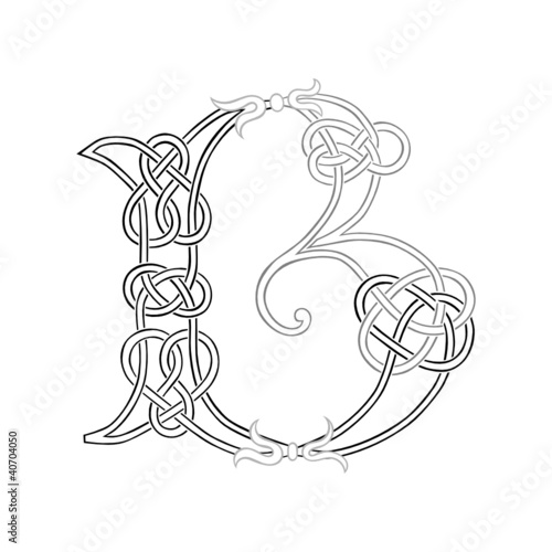 A Celtic Knot-work Capital Letter B Stylized Outline
