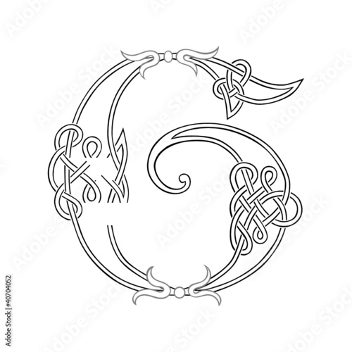 A Celtic Knot-work Capital Letter G Stylized Outline