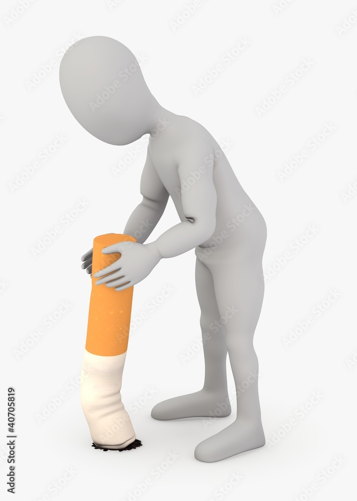 3d render of cartoon character with cigarette - stop smoking 3d render of cartoon character with cigarette - stop smoking