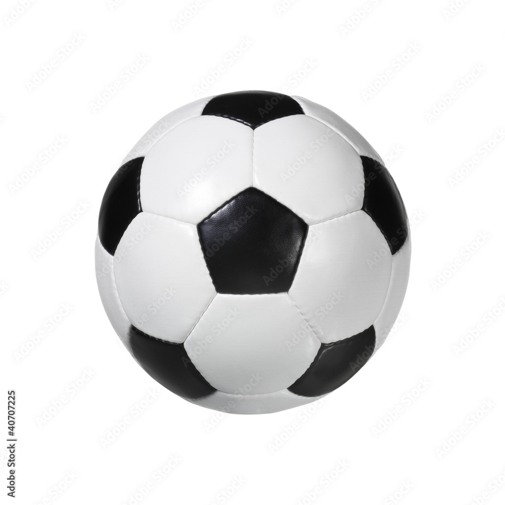 Pallone di cuoio da calcio su fondo bianco Pallone di cuoio da calcio su fondo bianco