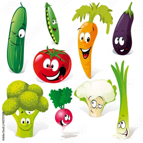Naklejka na ścianę śmieszne warzywo kreskówka na białym tle