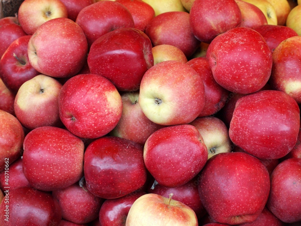 Background with food - fresh red apples
