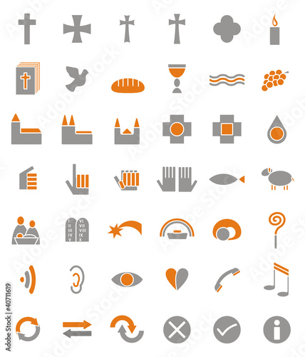 42 christliche Symbole als icon, button