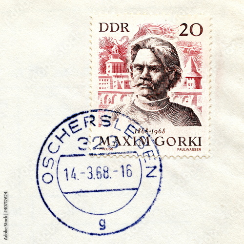 Canceled german stamp "Maxim Gorky"