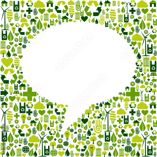 Social media bubble shape with eco icons background