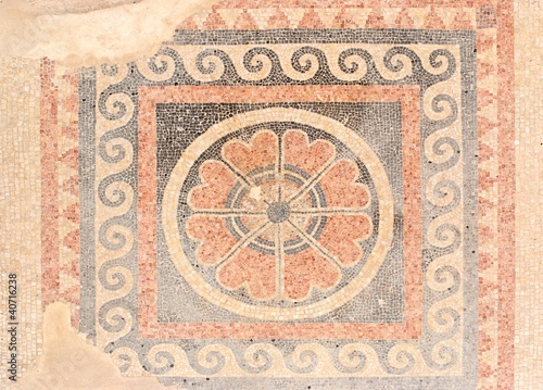 Ancient mosaic floor from King Herod palace in Masada