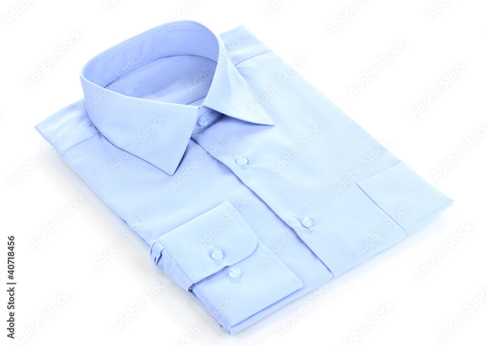 New blue man's shirt isolated on white New blue man's shirt isolated on white
