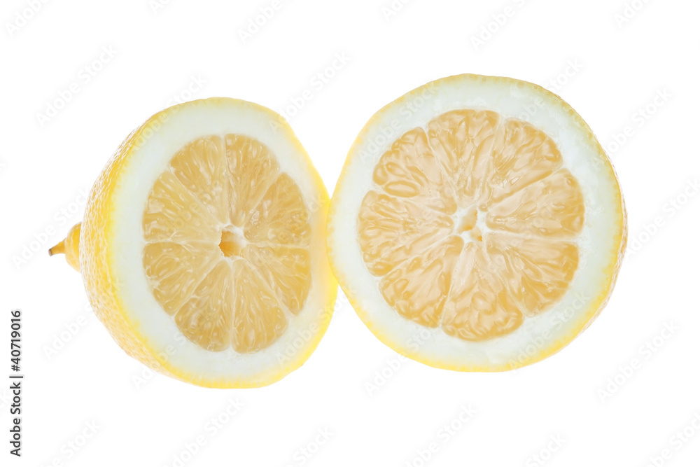 Lemon cut by gender on a white background. Lemon cut by gender on a white background.