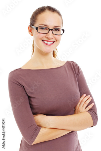 Successful smiling business woman in glasses