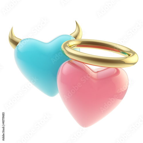 Pair of hearts with horn an...