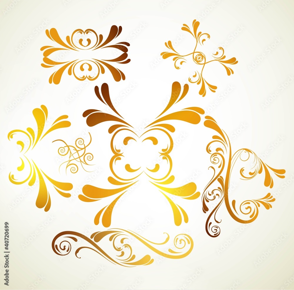Fototapeta premium new caramel colorful swirls floral vector