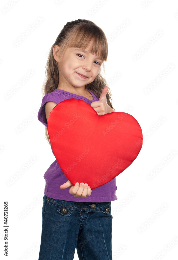 Little girl with red heart Little girl with red heart