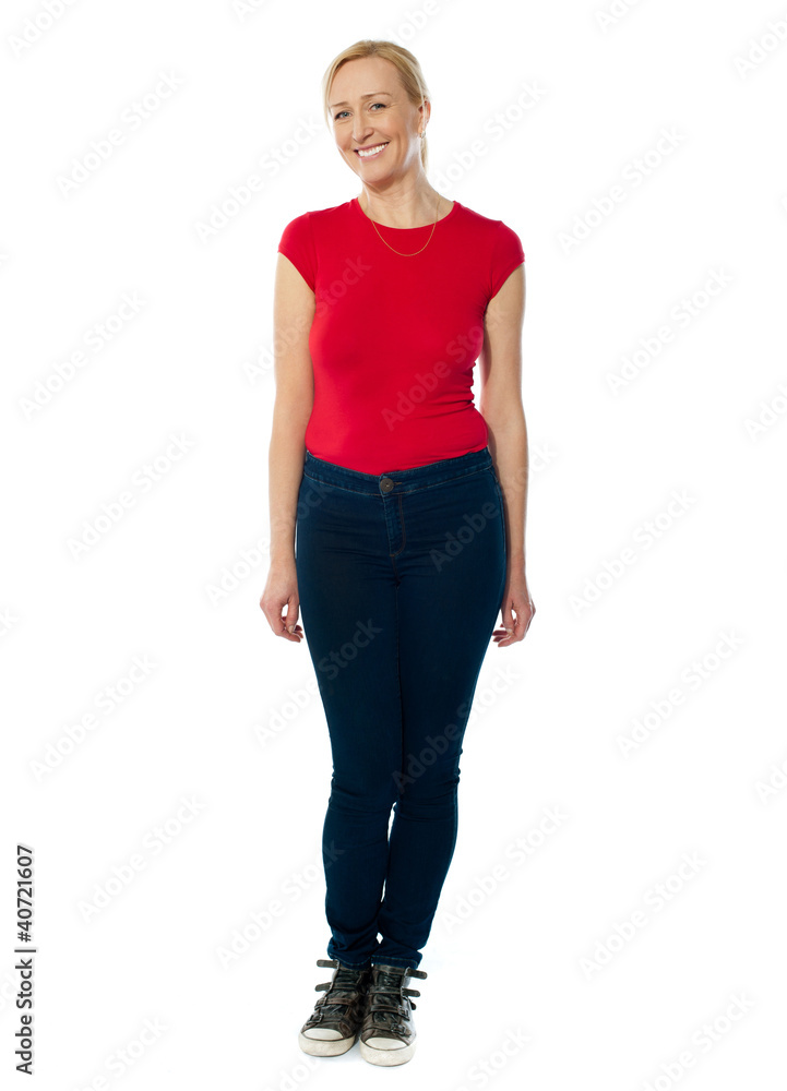 Fototapeta premium Full shot of pretty caucasian female model