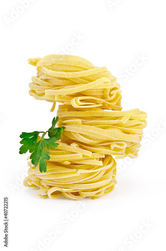 Noodles curled with parsley