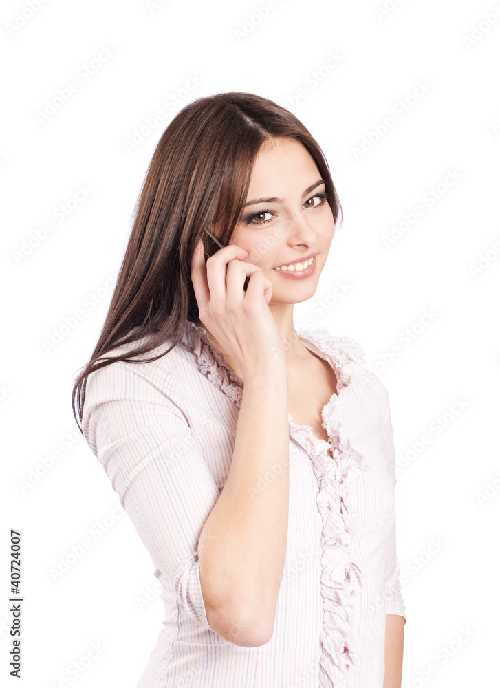 beautiful girl with phone isolated on white beautiful girl with phone isolated on white
