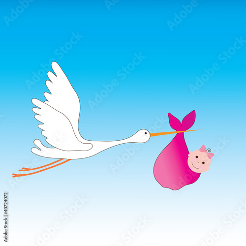 baby girl announcement card. vector illustration