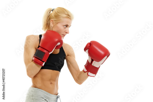 boxer woman with red boxing gloves