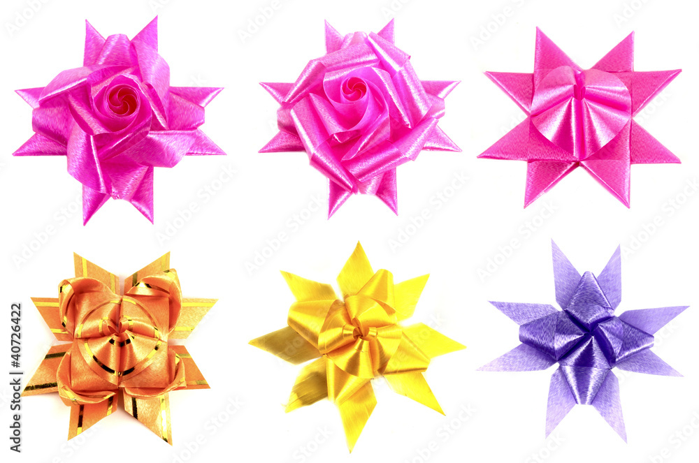 6 ribbon gift bow on white background 6 ribbon gift bow on white background