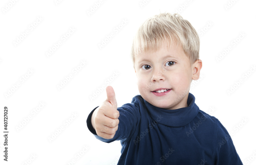 child saying Ok isolated on a over white background child saying Ok isolated on a over white background