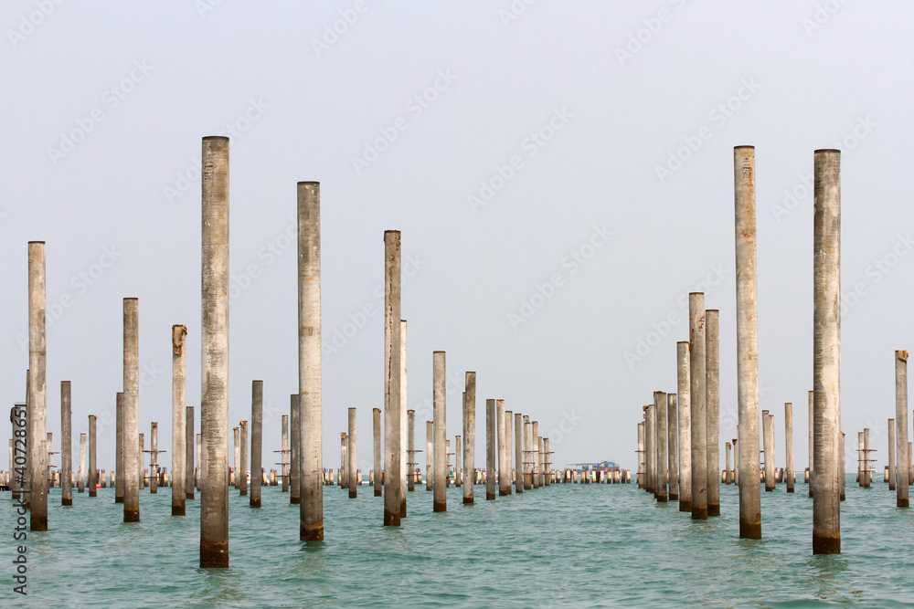 Cement Pillars in the Sea