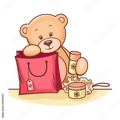 teddy bear with gifts photo