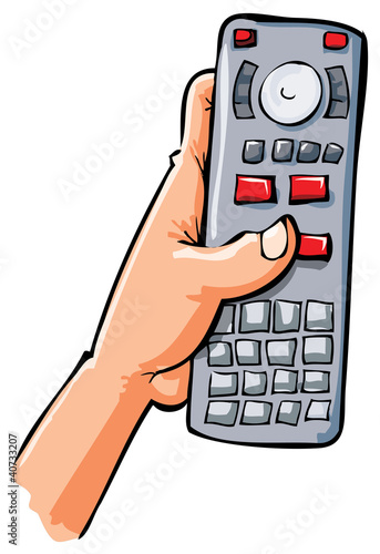 Cartoon hand holding remote contol