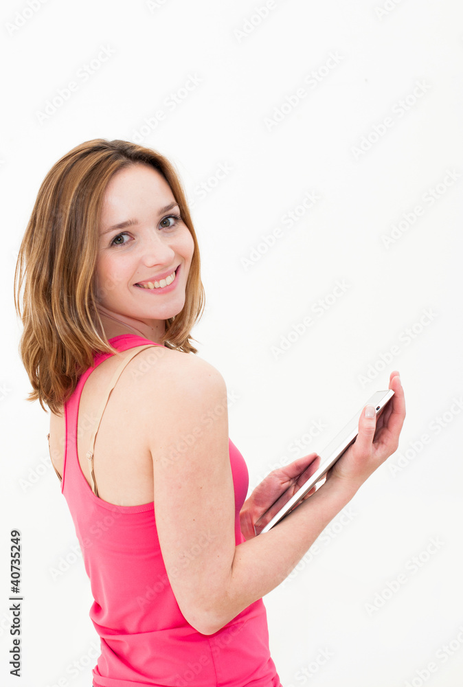 woman using tablet PC woman using tablet PC