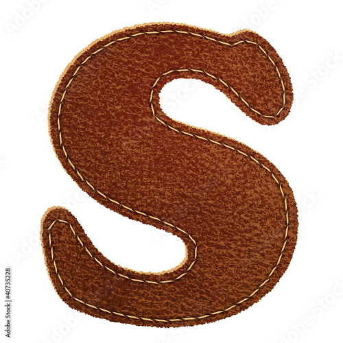Leather alphabet. Leather textured letter S