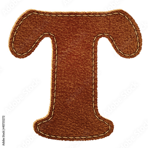 Leather alphabet. Leather textured letter T