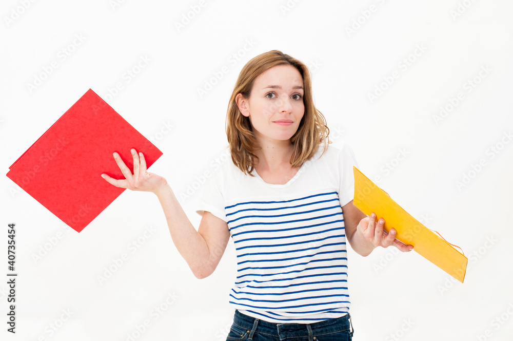 woman with folders