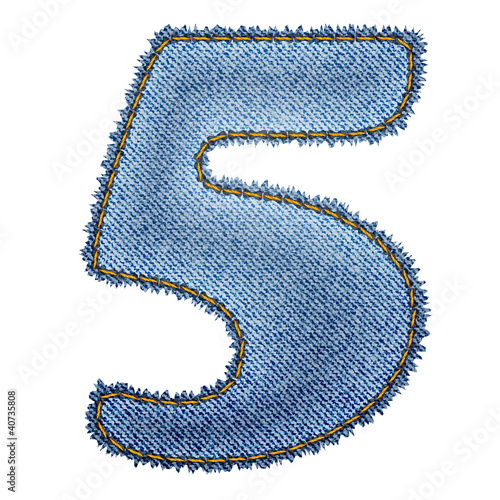 Jeans alphabet. Denim number 5