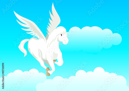 Cartoon illustration of a pegasus