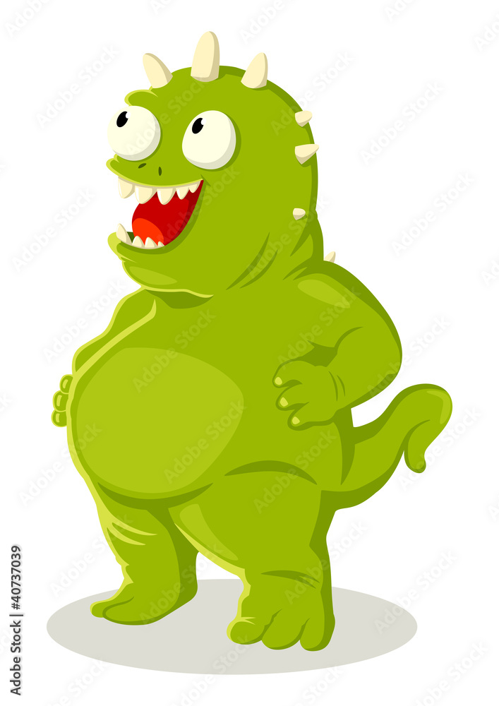 Cartoon illustration of green monster Cartoon illustration of green monster