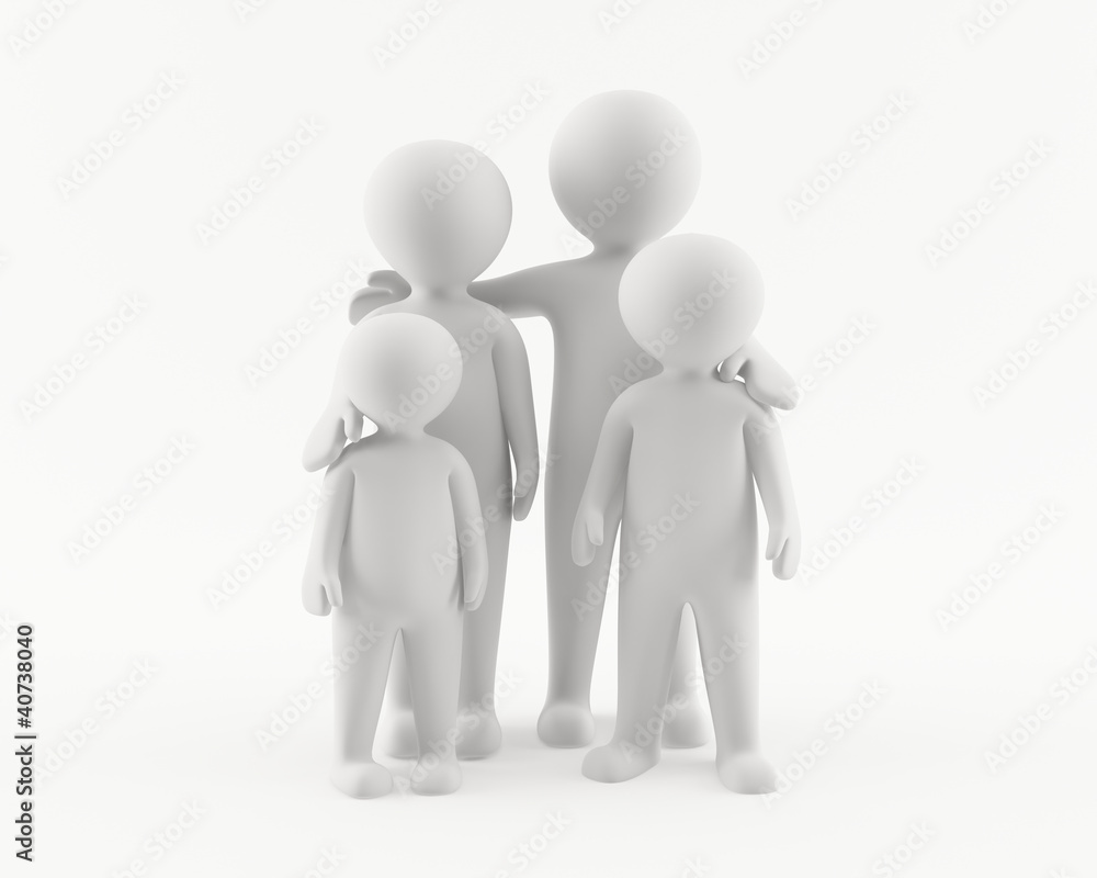 3D man woman and kids. Family portrait 3D man woman and kids. Family portrait