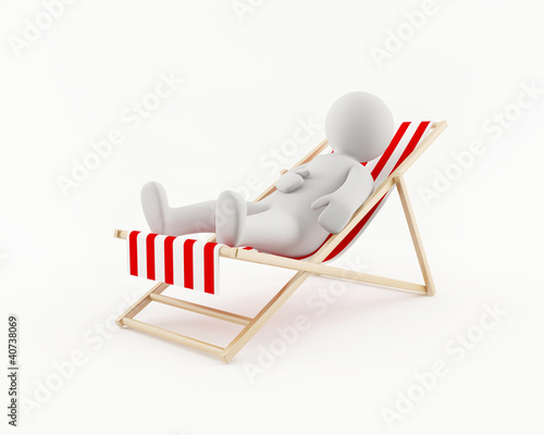 3D man relaxing on a beach chair photo