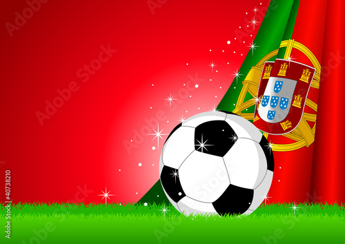 Vector illustration of a soccer ball with Portugal insignia