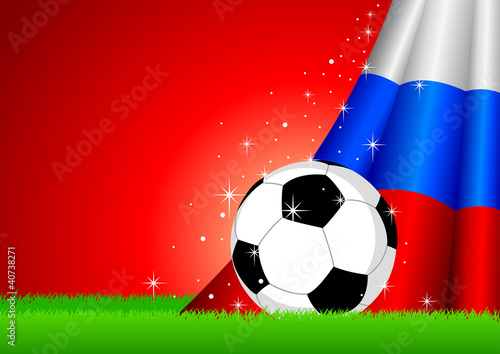 Vector illustration of a soccer ball with Russia insignia