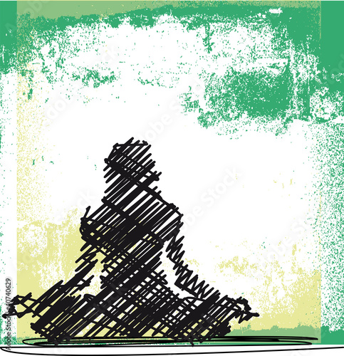 Abstract Sketch of Woman meditating and doing yoga. Vector