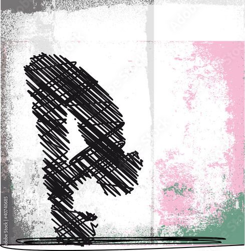 Abstract Sketch of Woman meditating and doing yoga. Vector