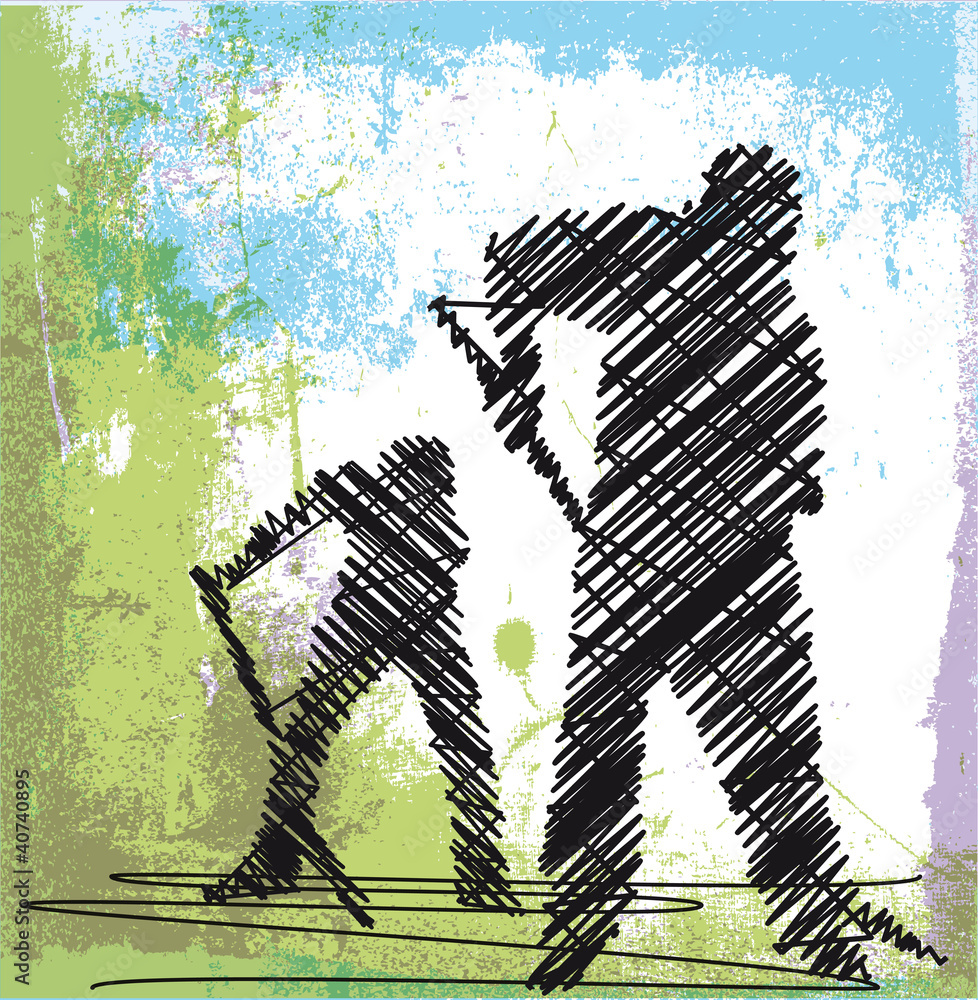 Abstract sketch of Worker digging with a shovel. Vector