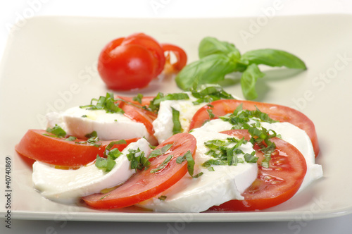 piatto di caprese su fondo bianco